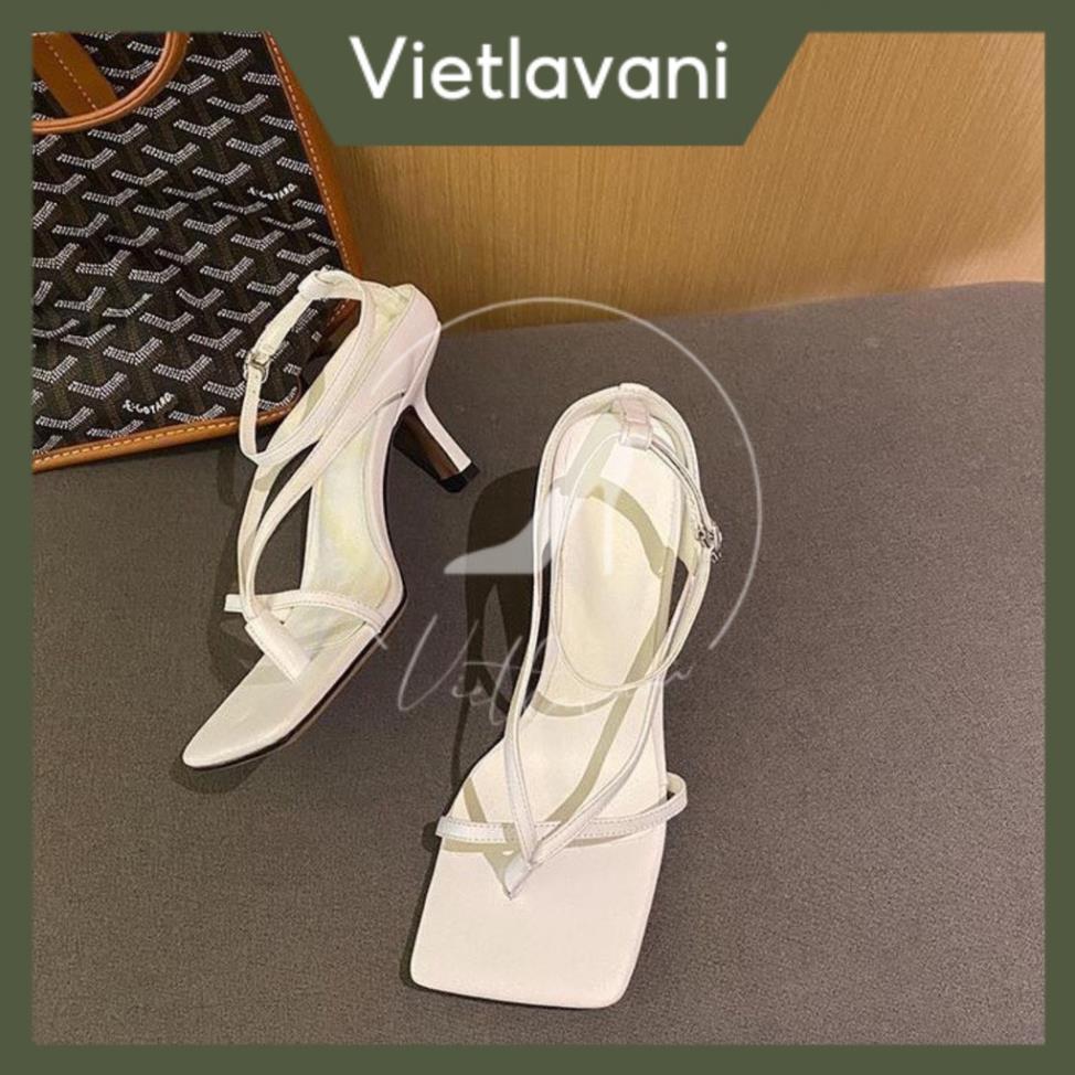 Hot 2023 Giày sandal nữ vietlavani mã S17 mũi vuông gót nhọn cao 7cm hàng đẹp có 2 màu trắng và đen