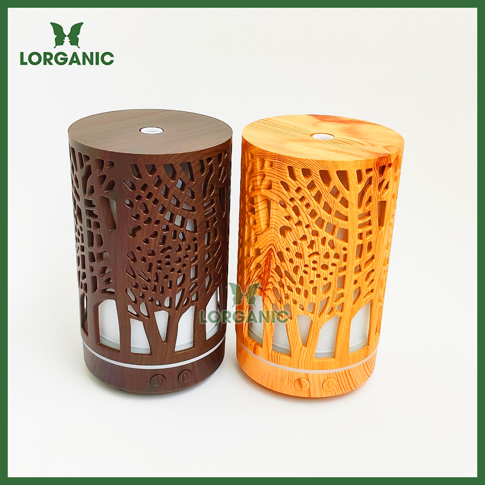 Combo máy khuếch tán/ máy xông tinh dầu Lorganic hình Trụ Cây FX2064 + tinh dầu cam hương Lorganic .