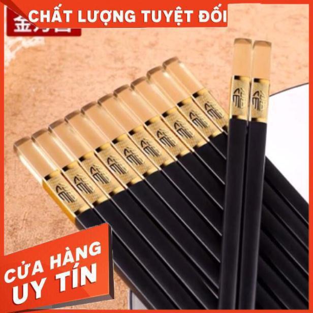 ️Siêu Sốc️Combo 10 Đôi Đũa Hợp Kim Mạ Vàng Hổ Phách 27CM Cao Cấp Xuất Hàn