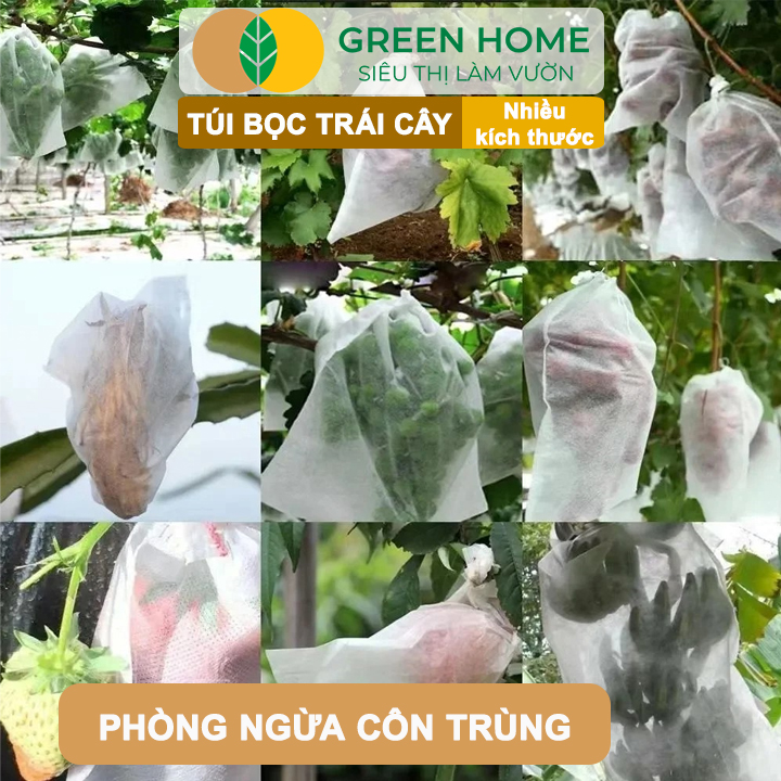 10 Túi Bọc Bưởi Da Xanh GreenHome, 30x35cm, Có Nút Cài, Độ Bền 3-5 Năm, Nhiều Kích thước