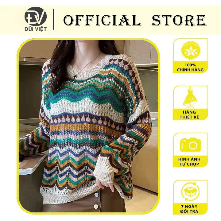 Áo len nữ thổ dân màu sắc sặc sỡ, năng động, trẻ trung, cá tính, phong cách Hàn Quốc Al09