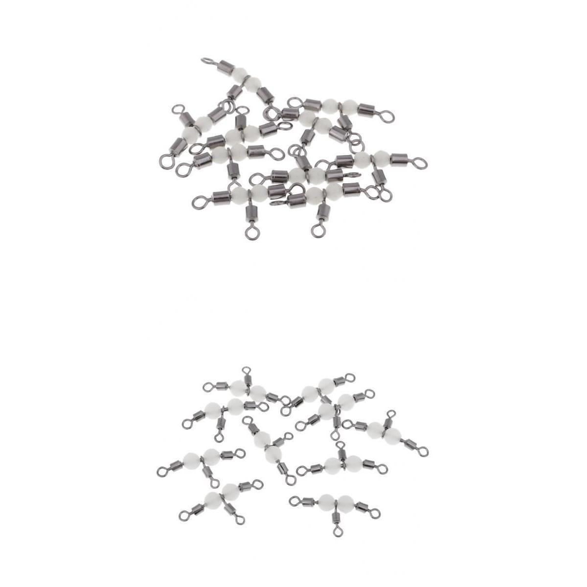 20pcs 3-Way Swivel Connectors with Glow Bead T-shape Swivel Rolling Swivels