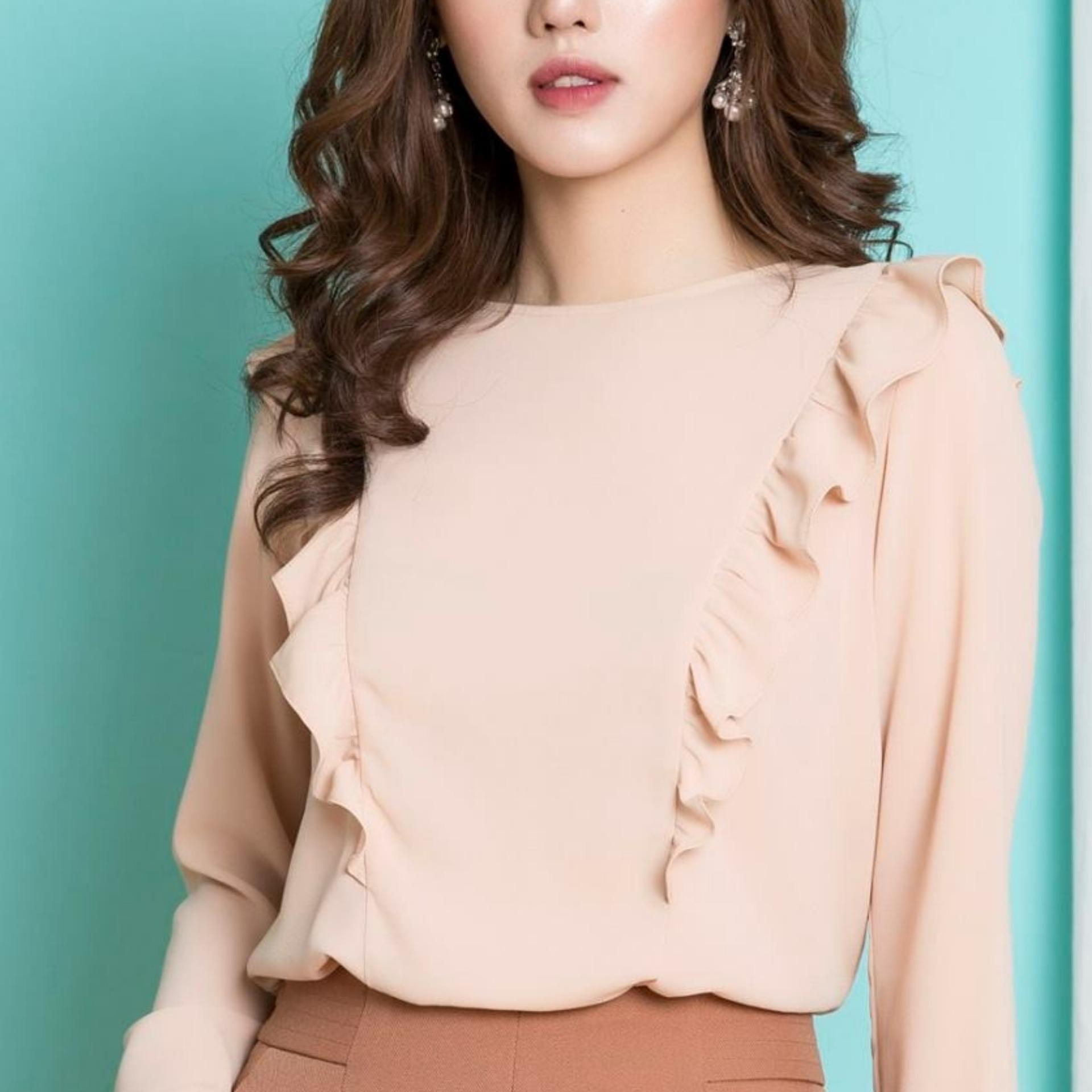 Aó công sở bèo vai tay dài