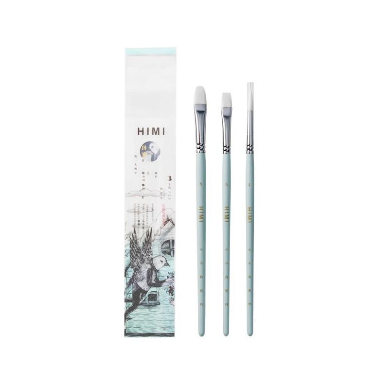 Bộ cọ màu nước/gouache 3 cây - Bộ cọ HIMI xanh dương pastel