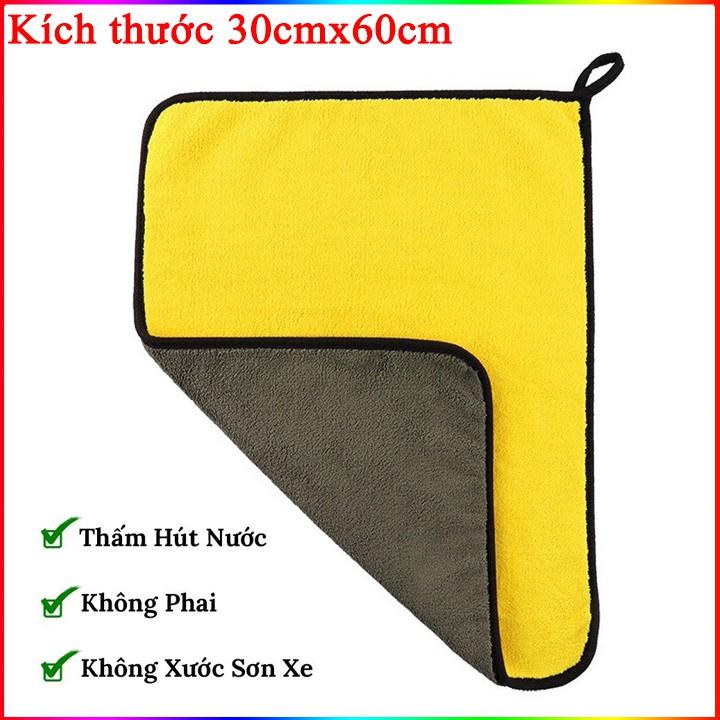 Khăn MICROFIBER 2 lớp lau xe ô tô, nhà cửa, đồ đạc chuyên dụng, tránh xước đồ