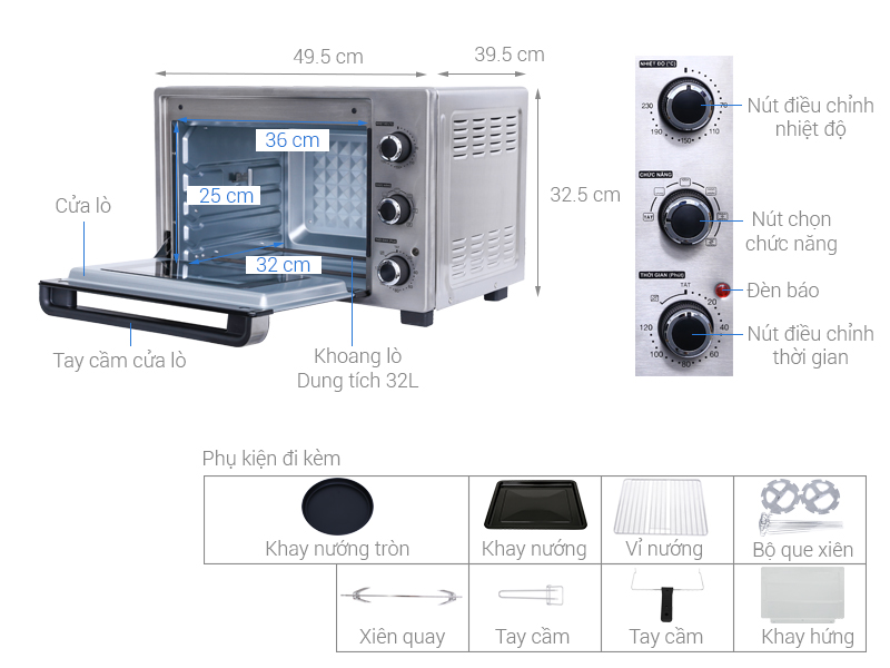 Lò nướng Sharp EO-A323RCSV-ST 32 lít , công suất 1500W - Nướng xiên quay - Hàng chính hãng
