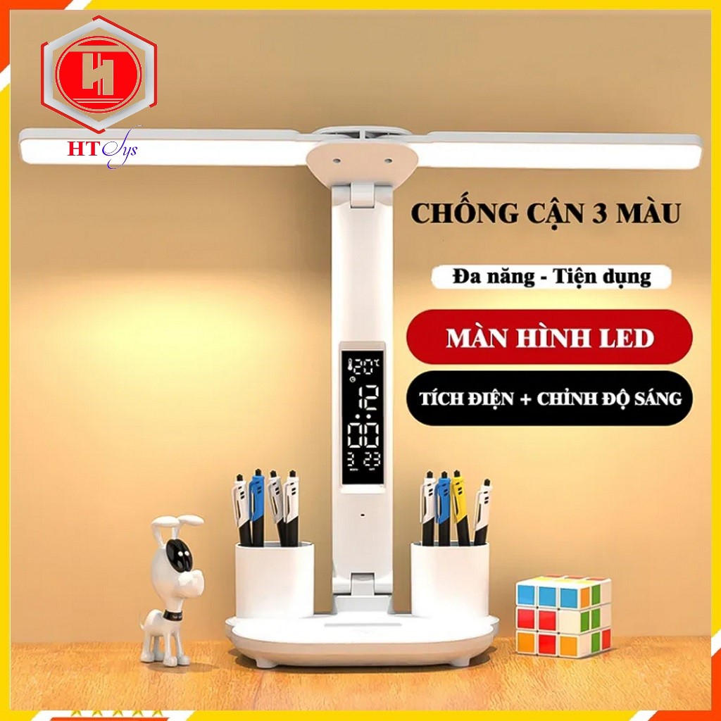 Đèn Học Chống Cận, Đèn Bàn Học 3 Màu, Chỉnh Độ Sáng, Có Đồng Hồ Phù Hợp Mọi Lứa Tuổi
