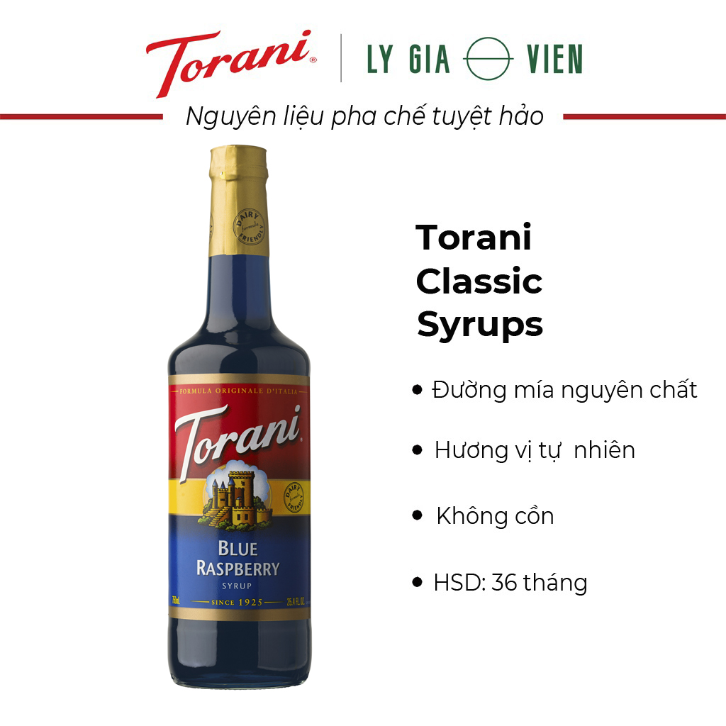 Siro Phúc Bồn Tử Xanh Torani Classic Blue Raspberry Syrup 750ml Mỹ