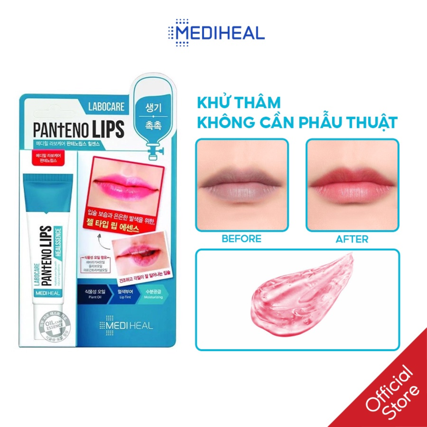 Combo 2 Son Dưỡng Môi Mediheal Labocare Pantenolips Xanh Và Đỏ Làm Mềm Môi 10ml