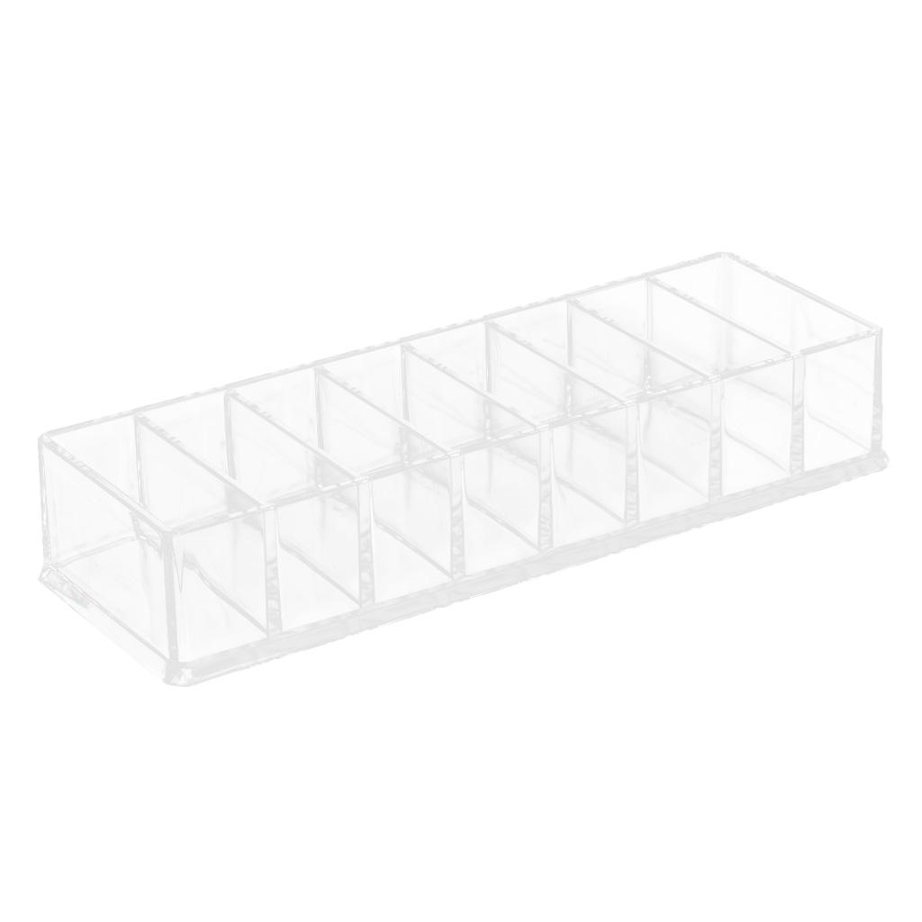 8 Slots Clear Makeup Cosmetic Display Storage Box Tabletop Desk Organizer