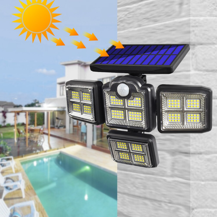 Đèn LED năng lượng mặt trời cảm biến chuyển động Outdoor Solar Lights 4 Head Motion Sensor