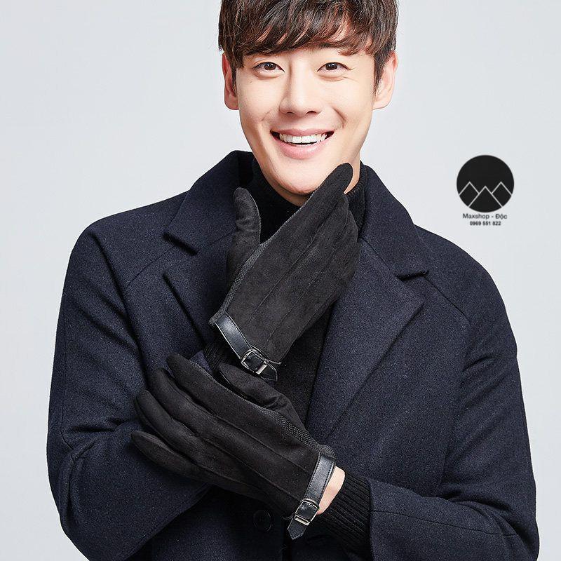 Găng tay, găng tay da lộn, gang tay, găng tay nam đi xe máy siêu giữ nhiệt cao cấp, cảm ứng điện thoại, sang trọng