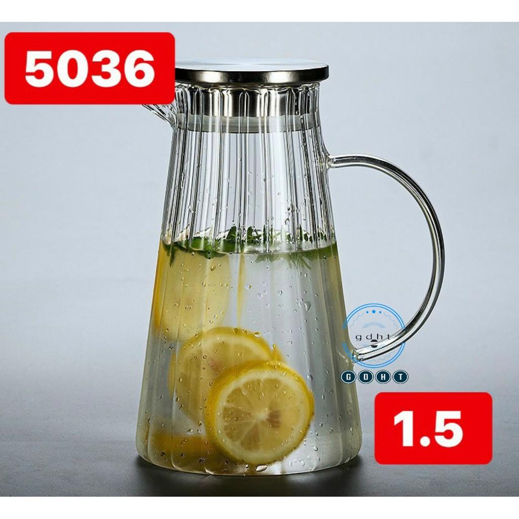 Bình Thuỷ Tinh chịu nhiệt 400 độ c 1,6L - 1,7lL cao cấp, nắp inox sáng sang trọng