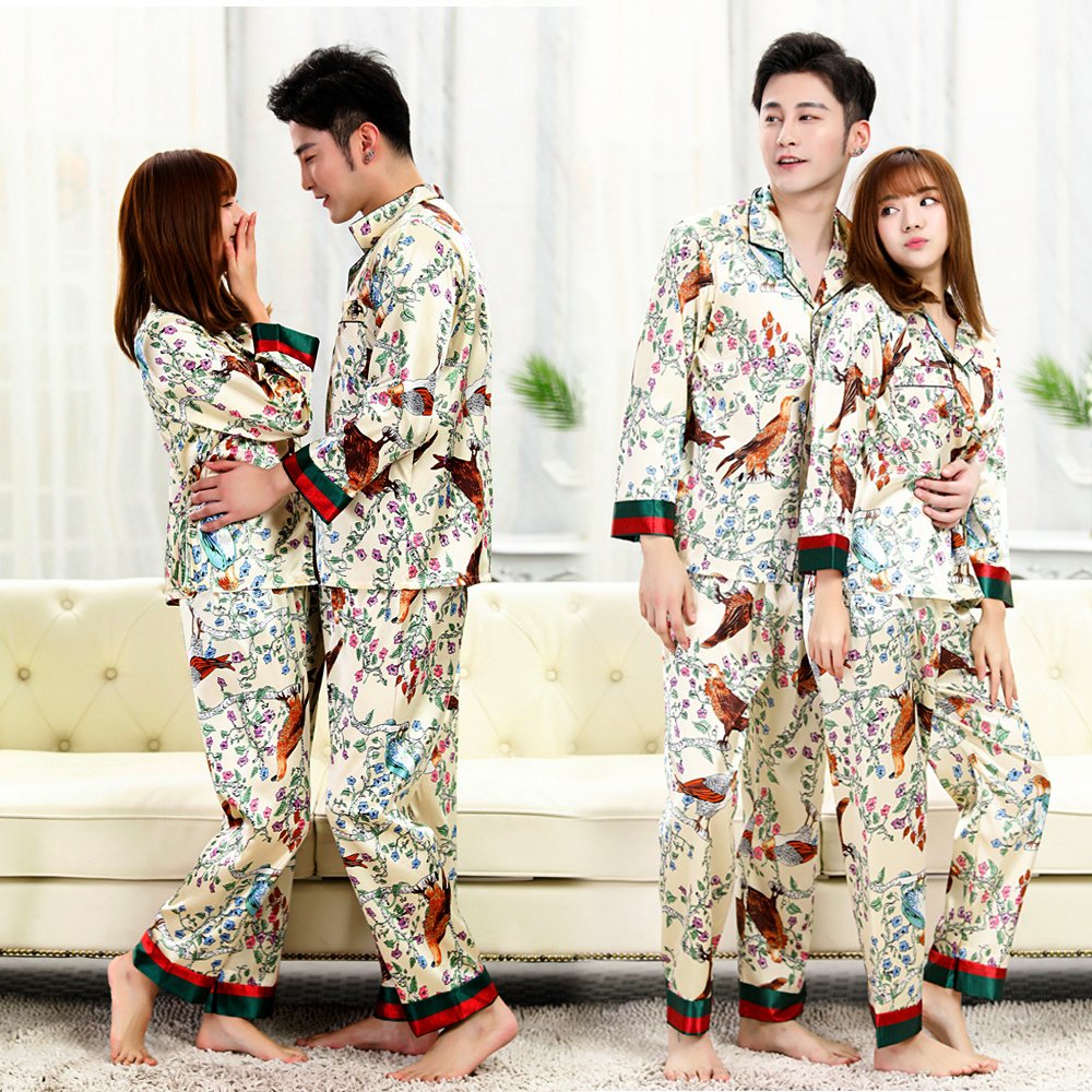 Đồ bộ Pyjama Nữ mặc nhà chất liệu phi bóng rũ mềm mại, phong cách châu âu sang trọng 88225