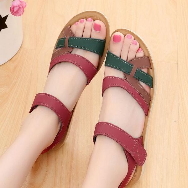 SANDAL HỌA TIẾT LÁ PHỐI MÀU HÀN QUỐC