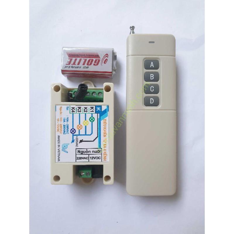 Công tắc điều khiển 04 thiết bi từ xa (1km) bằng remote RF