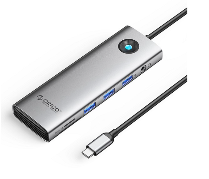 Hub đa năng 10 in 1 cổng Type-C ra cổng USB+cổng sạc PD100W+HDMI+LAN +VGA và khe đọc thẻ nhớ ORICO PW11-10P-GY - Hàng chính hãng