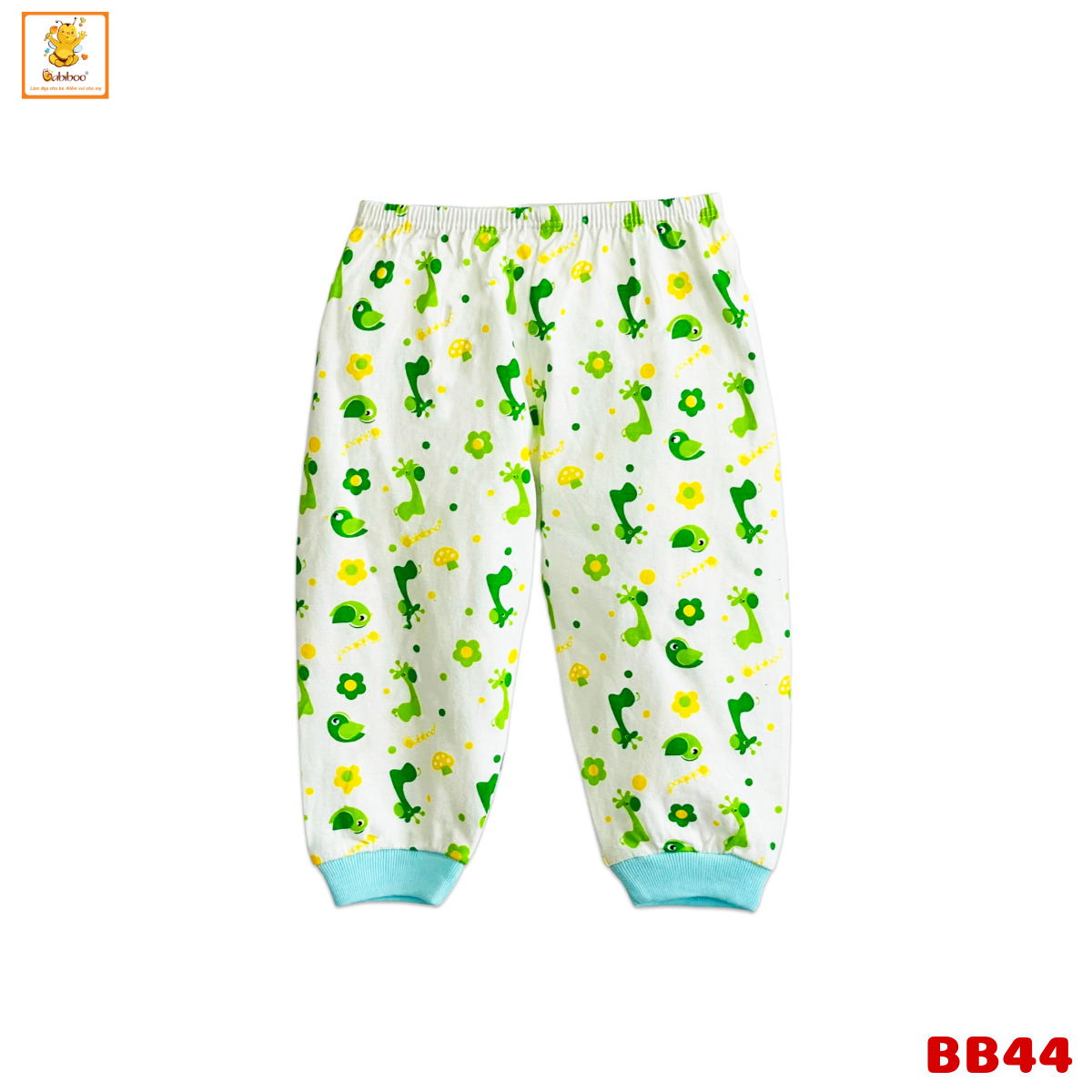 Quần dài cho bé sơ sinh Babiboo quần dài sơ sinh cotton tự nhiên, in họa tiết xinh xắn BB44