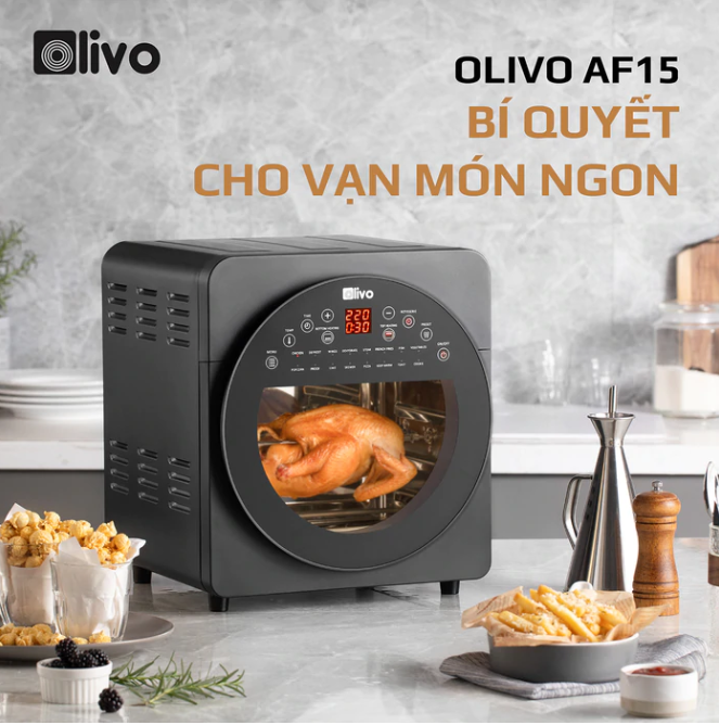 Nồi Chiên Không Dầu OLIVO AF15 Thương Hiệu Mỹ 16 Chức Năng Nấu, Dung Tích 16L Công Suất 2000W - Hàng Chính Hãng