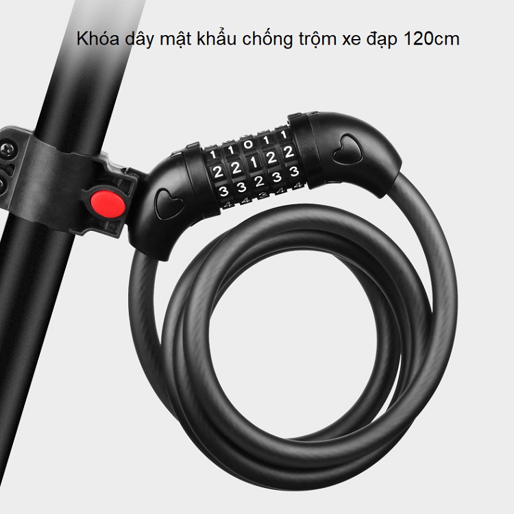 Khóa dây mật khẩu chống trộm xe máy, xe đạp