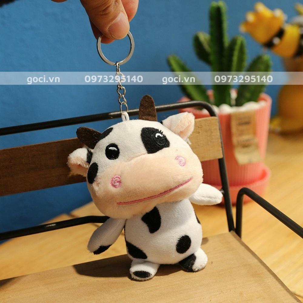 Móc khóa gấu bông bò sữa nhồi bông móc treo chìa khóa xe máy balo túi xách cute dễ thương