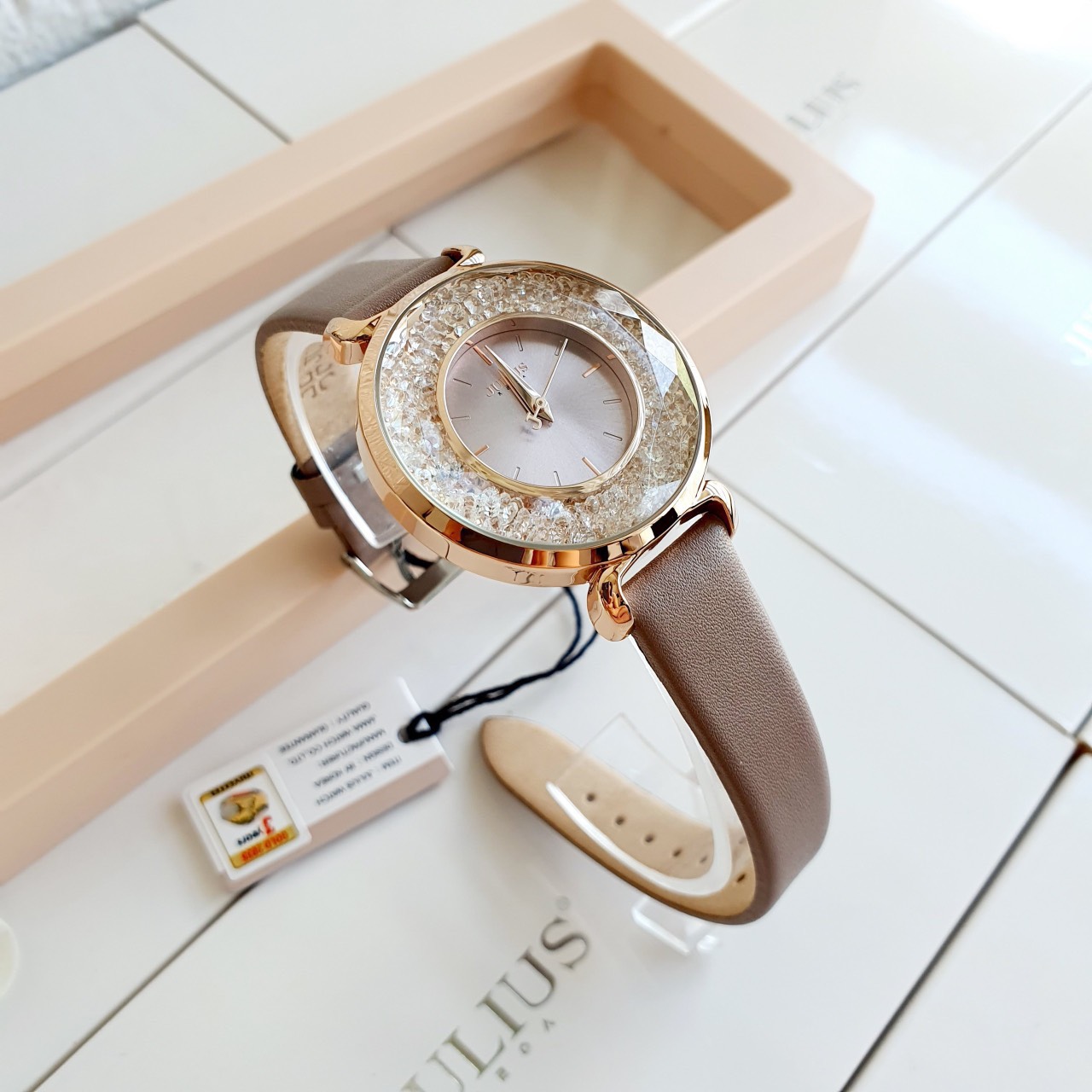 Đồng Hồ Nữ JA-1203 Julius Hàn Quốc Dây Da Lấp Lanh