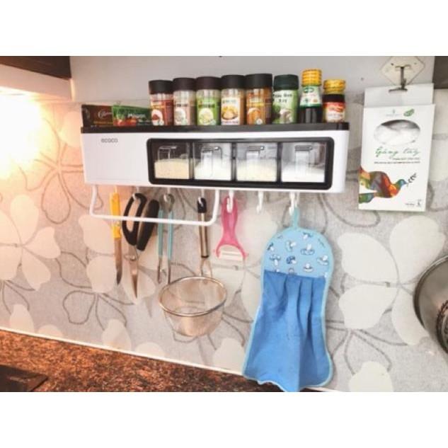 Kệ cắm dao thớt kèm hũ gia vị 3ngăn 4 ngăn đa năng ecoco 1714 hàng cao cấp
