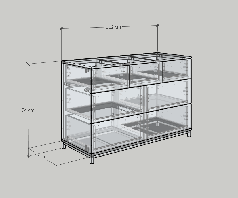 [Happy Home Furniture] LOUIS , Tủ lưu trữ 7 ngăn kéo - chân sắt , 112cm x 45cm x 74cm ( DxRxC), THK_061