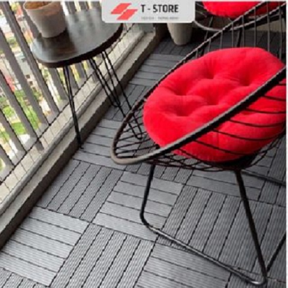 Combo 22 tấm thảm nhựa ghép lót sàn ban công, bể bơi chất lượng cao chống trơn trượt, bền màu (30x30x1cm) - nâu đỏ