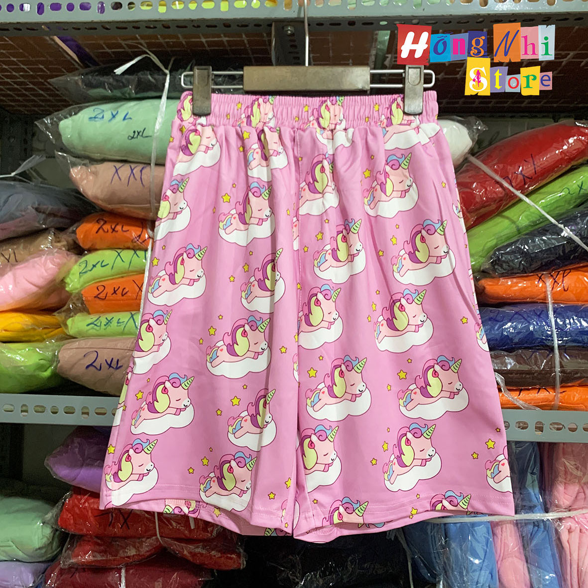 Quần Short Cartoon Unisex Màu Hồng - Quần Đùi Hoạt Hình Siêu Cute - MM