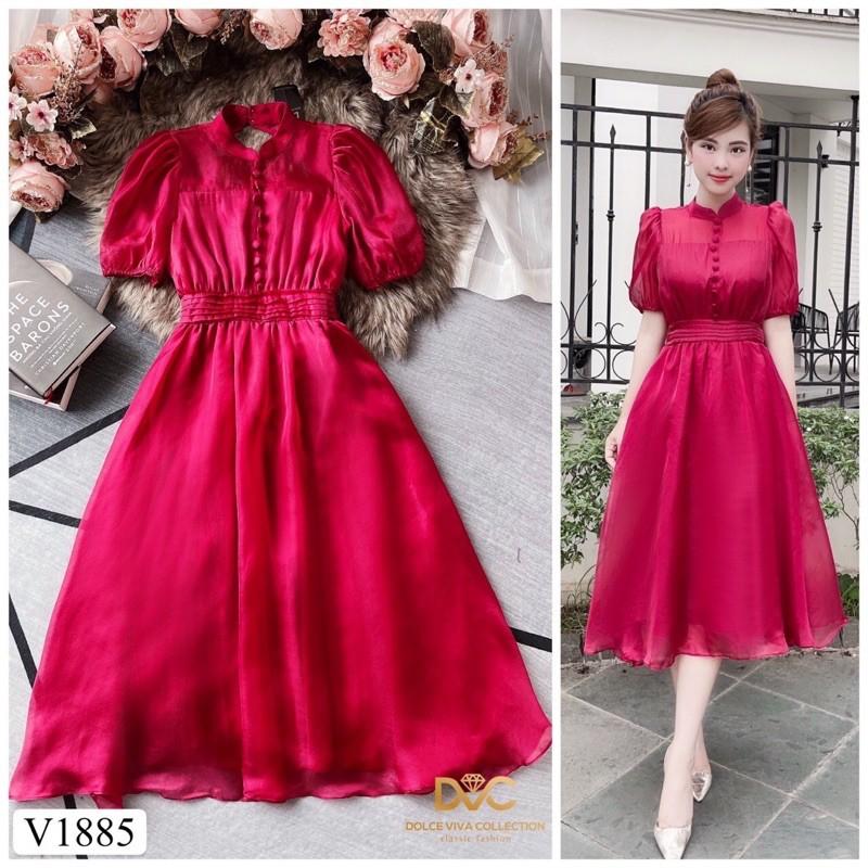 ĐẦM XOÈ CỔ CAO PHỐI KHUY NGỰC TRẺ TRUNG