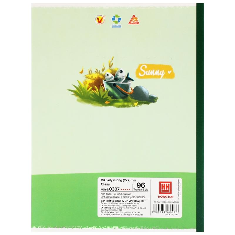 Vở 5 Ô Ly 96 Trang 80gsm Class Sunny - Hồng Hà 0307 (Mẫu Màu Giao Ngẫu Nhiên)