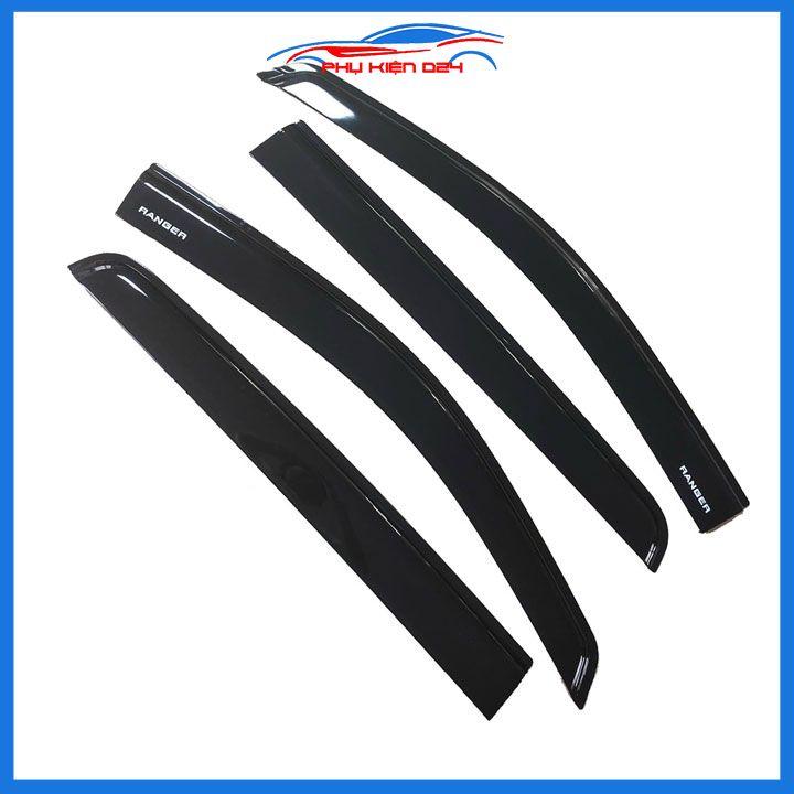 Vè che mưa ô tô Ford Ranger 2022-2023-2024 Vè Đen Thái, nhựa ABS cao cấp chắn mưa, cản bụi, trang trí xe hơi