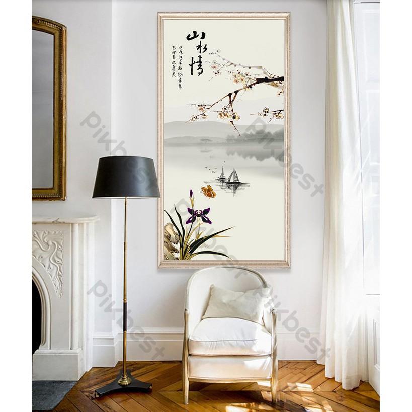 Tranh dán tường Làng quê thanh bình, Tranh 3D dán tường hiện đại , MS 1120445