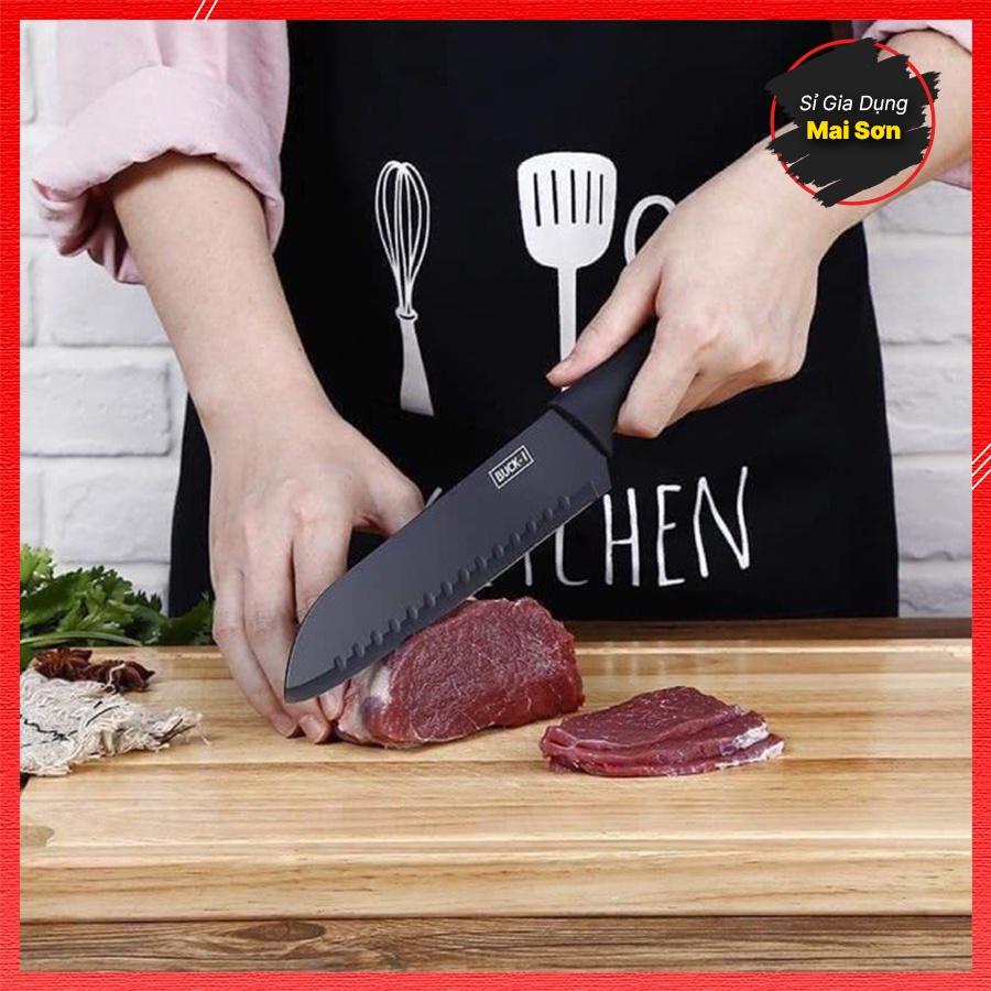 Bộ Dao Nhà Bếp Cao Cấp BUCK-I Bộ Dao Nhật Bản Sang Trọng Chất Liệu Thép Hợp Kim Chống Gỉ Siêu Sắc Bén 5 Món Tiện Lợi