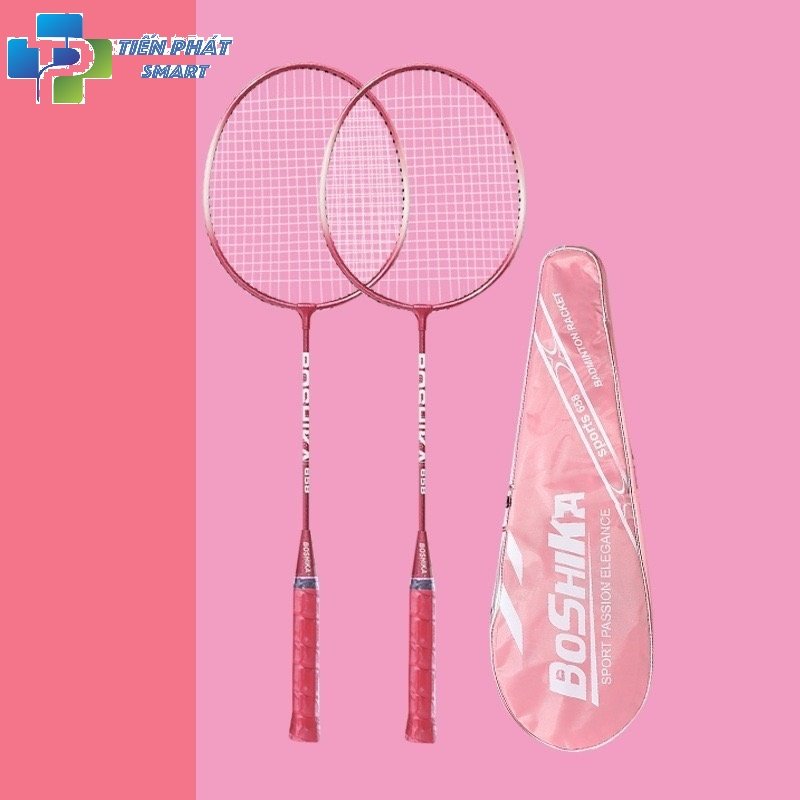 Bộ vợt cầu lông giá rẻ tặng bao, túi đựng, có vượt đánh đơn, màu hồng theo cặp, căng-nhẹ cho nữ, cho bé chính hãng