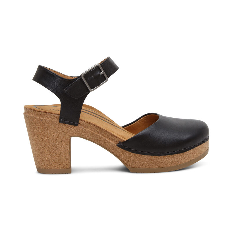 Giày sandal sức khỏe nữ Aetrex Finley Black - Giày cao gót đệm da êm, nhẹ