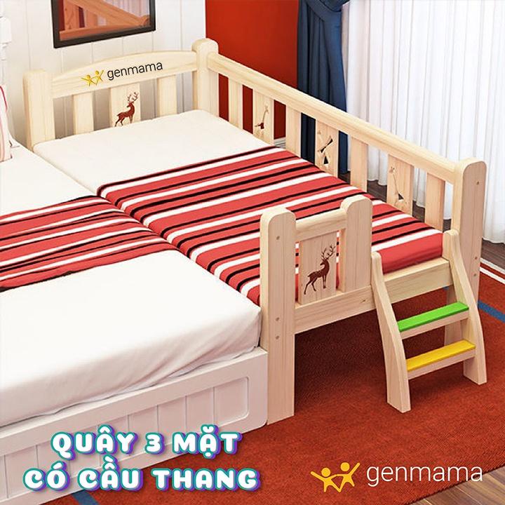 Giường ghép cho trẻ em, giường gỗ cho bé kích thước dài 168cm rộng 88cm chất liệu gỗ thông cho bé từ 0-15 tuổi