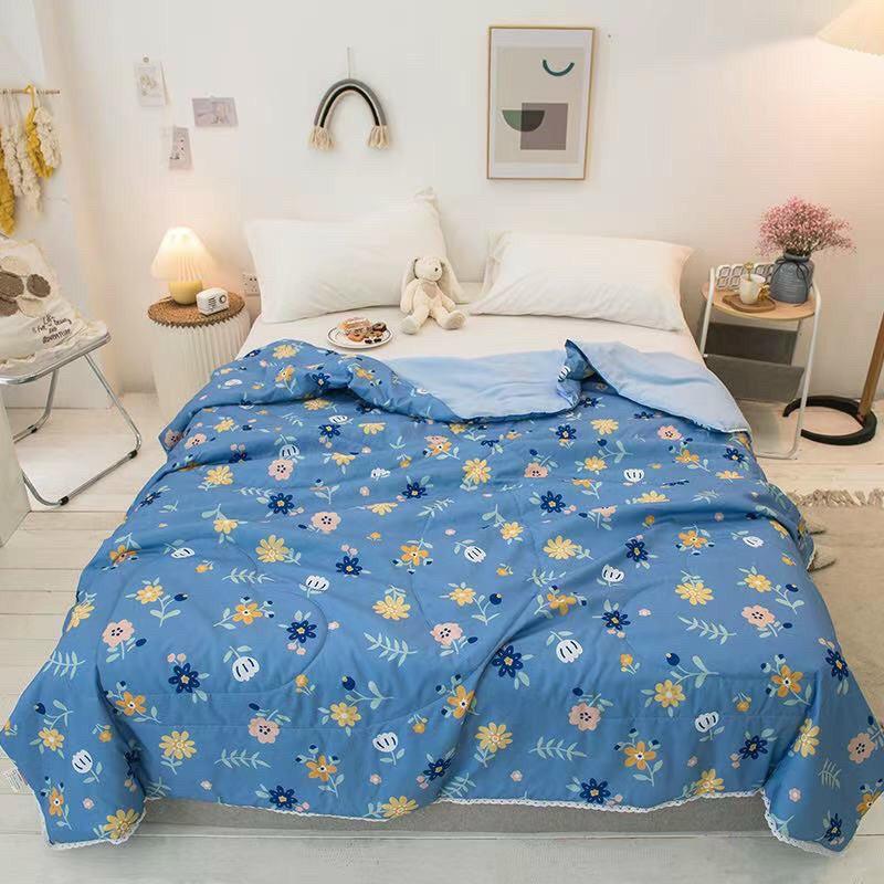 Chăn Cotton Đũi hè M2T bedding Chăn đũi nhập khẩu viền ren mền mịn mát kích thước 2m x 2m2