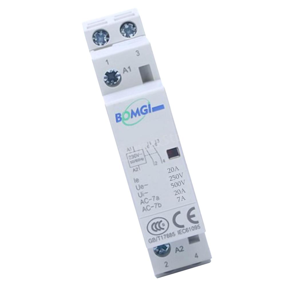 2 Pcs Automatic 2P 20A 2NO 230V 50HZ Household Din Rail AC Module Contactor