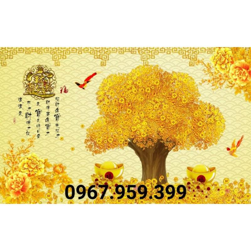 Tranh dán tường 3D cây kim tiền