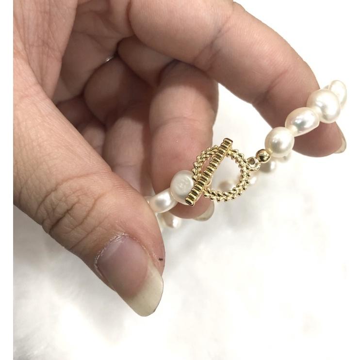 Vòng Tay Khóa OT Hạt Dẹt Size 8ly, Vòng Tay Ngọc Trai Dễ Thương - Ngọc Trai Trường Thịnh