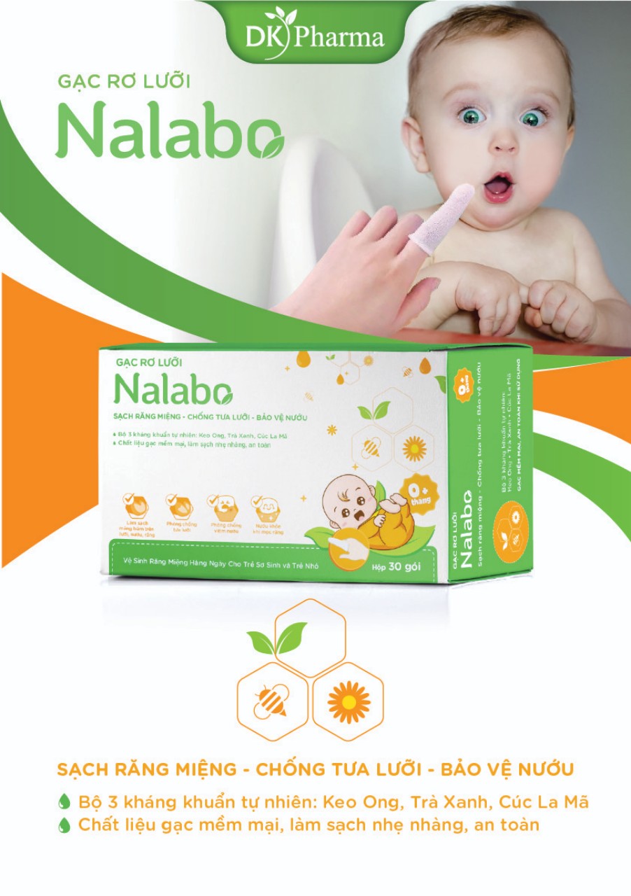 Gạc rơ lưỡi Nalabo - tặng 1 chai Nước tắm gội thảo dược Dao'spa Baby (150ml)