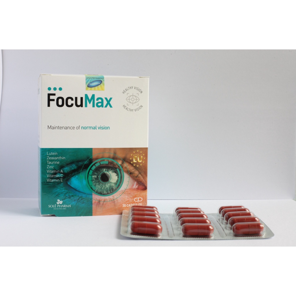 Viên uống bổ mắt FocuMax - Bổ mắt, tăng cường thị lực, cải thiện mỏi mắt, khô mắt, giảm nguy cơ thoái hóa điểm vàng