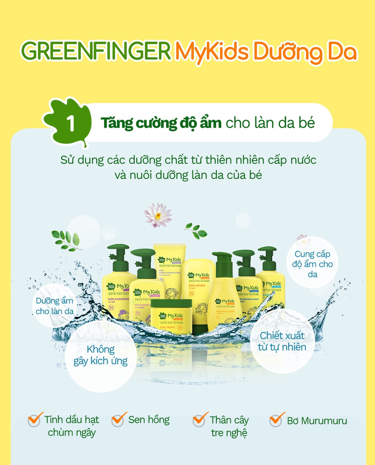 Sữa Dưỡng Thể Cấp Ẩm Cho Trẻ em GREENFINGER MY KIDS LOTION 260ml