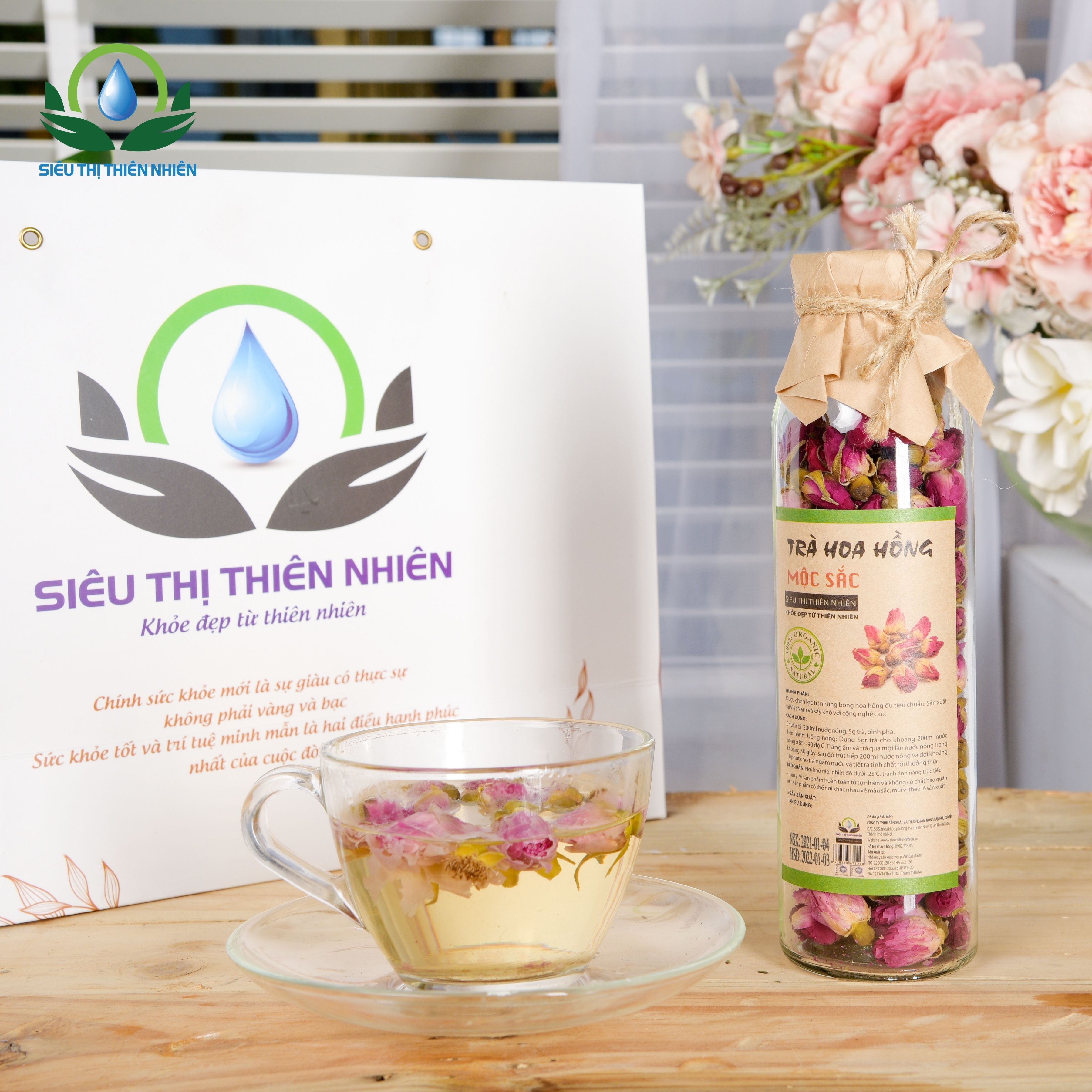 Trà Hoa Hồng Sấy Khô Mộc Sắc SIÊU THỊ THIÊN NHIÊN Hỗ Trợ Làm Đẹp Da, Giảm Đau Bụng Kinh Ở Nữ Giới