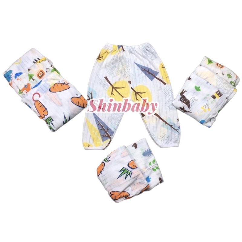 Set 5 quần dài cotton giấy mỏng mát cho bé với nhiều họa tiết đáng yêu