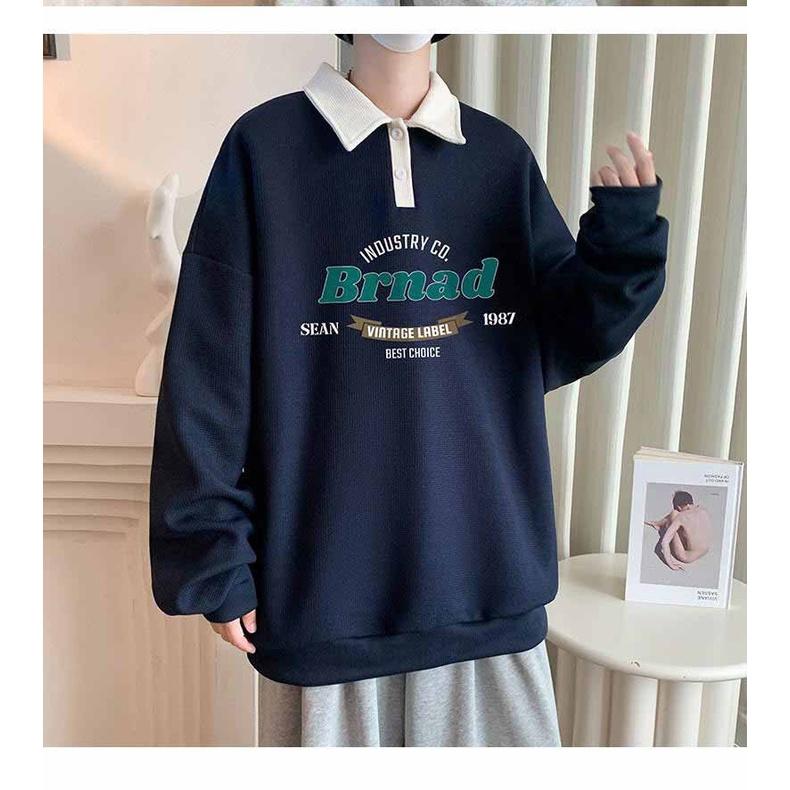 Áo Sweater Polo Nỉ Nam Nữ Unisex Dài Tay Form Rộng Phong Cách Trẻ Trung Thời Trang Xanh Đen Bnrad sweater