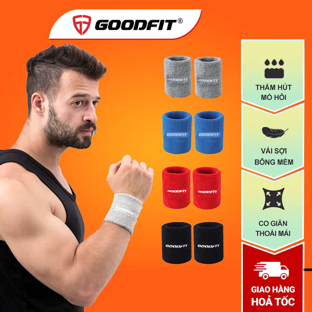 Băng cổ tay thấm mồ hôi GoodFit chất cotton mềm mại an toàn cho da GF303W