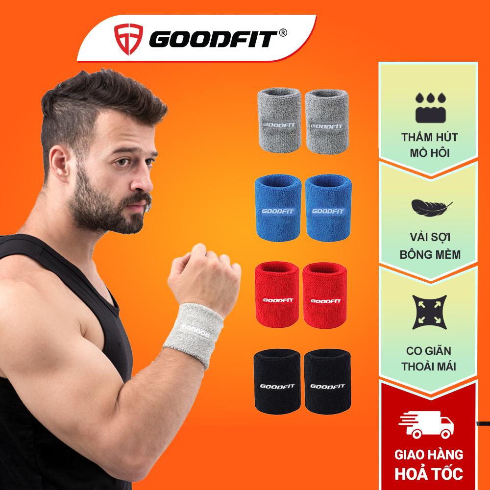 Băng cổ tay thấm mồ hôi GoodFit chất cotton mềm mại an toàn cho da GF303W – Đỏ